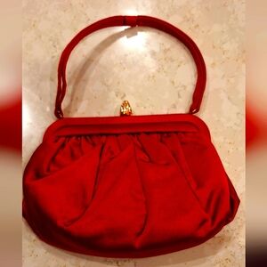 Vintage 1950s Morris Moskowitz Satin Evening Purse Red